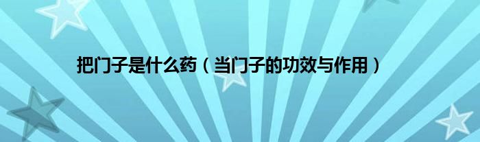 把门子是什么药（当门子的功效与作用）