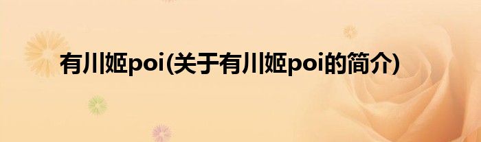 有川姬poi(关于有川姬poi的简介)
