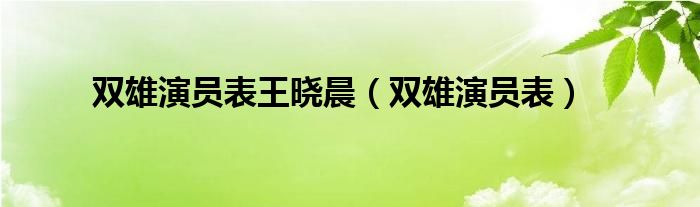 双雄演员表王晓晨（双雄演员表）