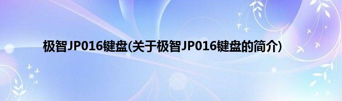 极智JP016键盘(关于极智JP016键盘的简介)