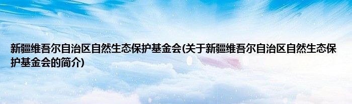 新疆维吾尔自治区自然生态保护基金会(关于新疆维吾尔自治区自然生态保护基金会的简介)