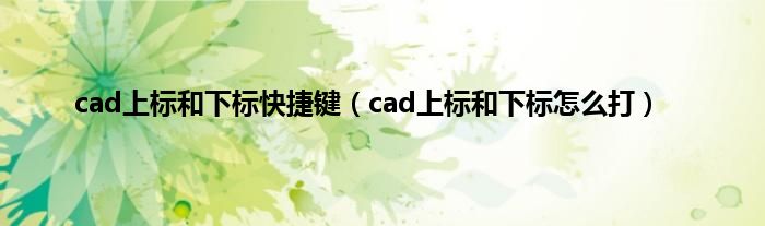 cad上标和下标快捷键（cad上标和下标怎么打）