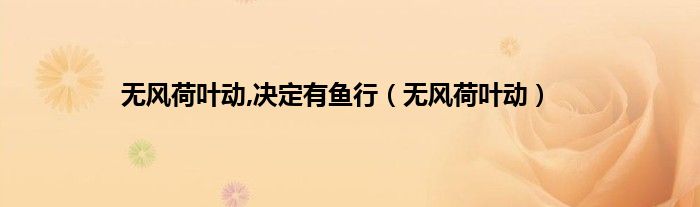 无风荷叶动,决定有鱼行（无风荷叶动）