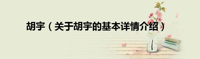 胡宇（关于胡宇的基本详情介绍）