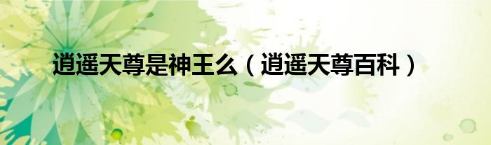 逍遥天尊是神王么（逍遥天尊百科）