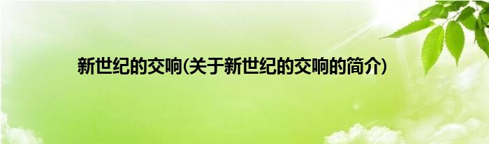 新世纪的交响(关于新世纪的交响的简介)