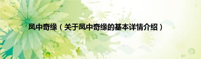 凤中奇缘（关于凤中奇缘的基本详情介绍）