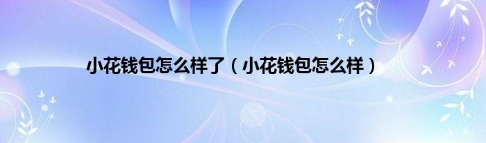 小花钱包怎么样了（小花钱包怎么样）