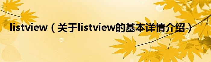 listview（关于listview的基本详情介绍）