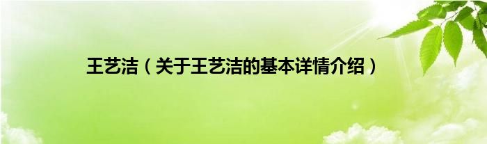 王艺洁（关于王艺洁的基本详情介绍）