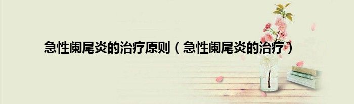 急性阑尾炎的治疗原则（急性阑尾炎的治疗）