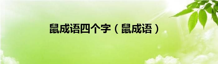 鼠成语四个字（鼠成语）