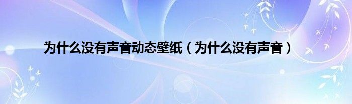 为什么没有声音动态壁纸（为什么没有声音）
