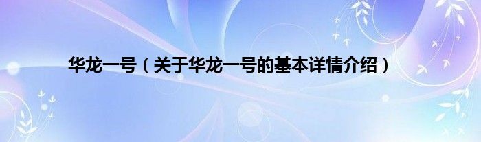 华龙一号（关于华龙一号的基本详情介绍）