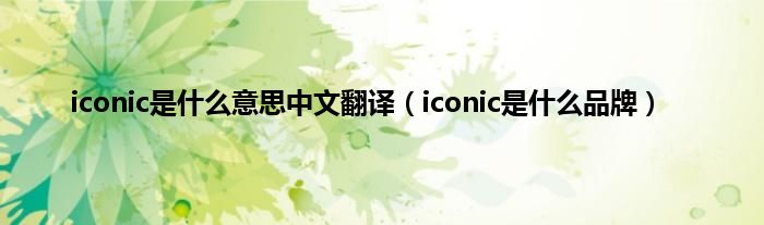 iconic是什么意思中文翻译（iconic是什么品牌）