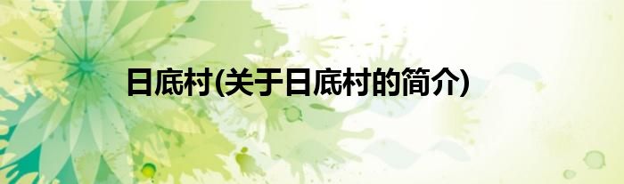 日底村(关于日底村的简介)