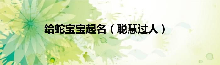 给蛇宝宝起名（聪慧过人）
