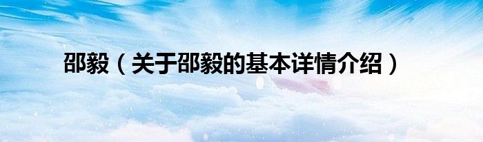 邵毅（关于邵毅的基本详情介绍）