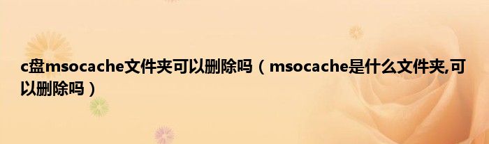 c盘msocache文件夹可以删除吗（msocache是什么文件夹,可以删除吗）