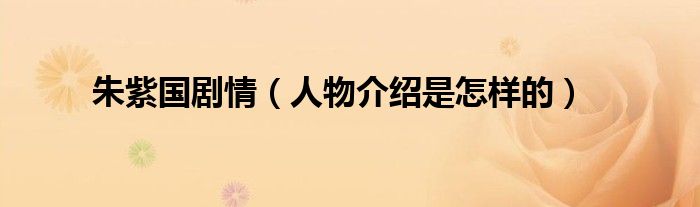 朱紫国剧情（人物介绍是怎样的）