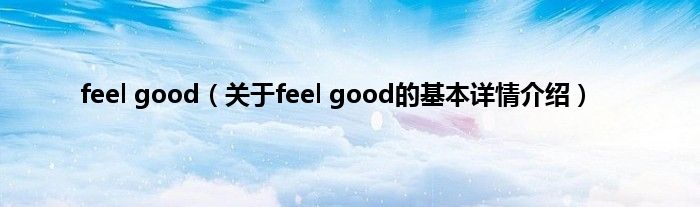 feel good（关于feel good的基本详情介绍）