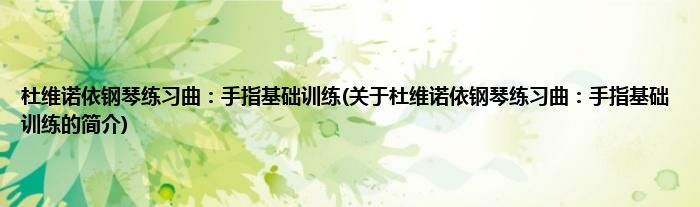 杜维诺依钢琴练习曲：手指基础训练(关于杜维诺依钢琴练习曲：手指基础训练的简介)