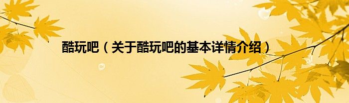 酷玩吧（关于酷玩吧的基本详情介绍）