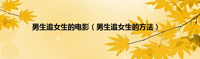 男生追女生的电影（男生追女生的方法）