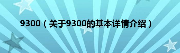 9300（关于9300的基本详情介绍）
