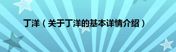 丁洋（关于丁洋的基本详情介绍）