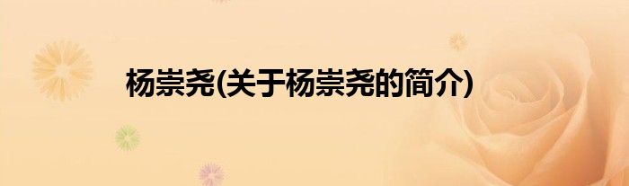 杨崇尧(关于杨崇尧的简介)