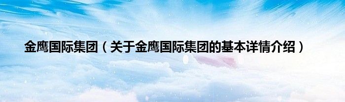 金鹰国际集团（关于金鹰国际集团的基本详情介绍）