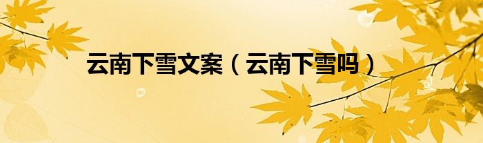 云南下雪文案（云南下雪吗）