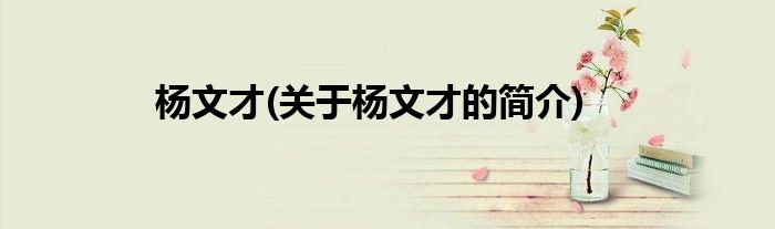 杨文才(关于杨文才的简介)