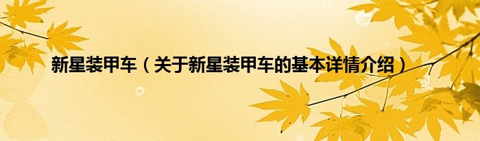 新星装甲车（关于新星装甲车的基本详情介绍）