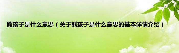 熊孩子是什么意思（关于熊孩子是什么意思的基本详情介绍）