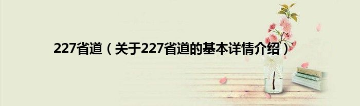 227省道（关于227省道的基本详情介绍）