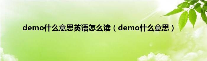 demo什么意思英语怎么读（demo什么意思）
