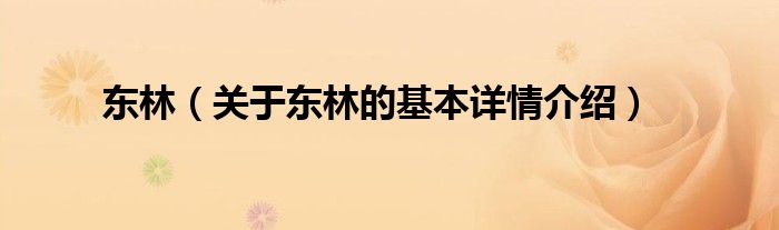 东林（关于东林的基本详情介绍）