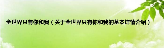 全世界只有你和我（关于全世界只有你和我的基本详情介绍）