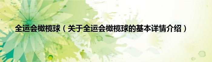 全运会橄榄球（关于全运会橄榄球的基本详情介绍）