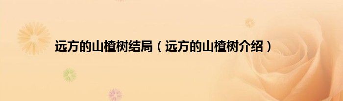 远方的山楂树结局（远方的山楂树介绍）