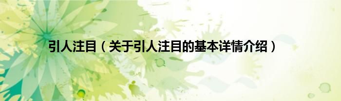 引人注目（关于引人注目的基本详情介绍）
