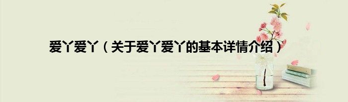 爱丫爱丫（关于爱丫爱丫的基本详情介绍）