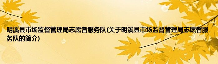 明溪县市场监督管理局志愿者服务队(关于明溪县市场监督管理局志愿者服务队的简介)