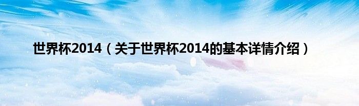 世界杯2014（关于世界杯2014的基本详情介绍）