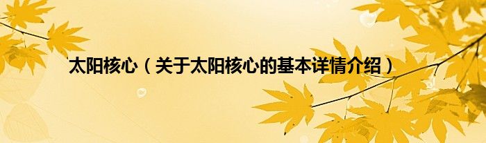 太阳核心（关于太阳核心的基本详情介绍）
